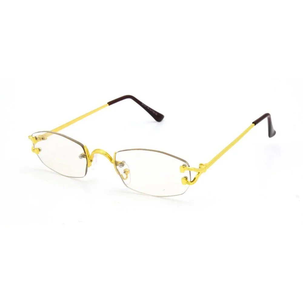 Sunglasses Men Clear Lens Gold Frame Fashion Designer Eye Glasses Shades Small